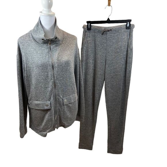 Tribal Brand Heather Grey Two Piece Outfit Pants and Zip Up Jacket Size XS/S - Picture 1 of 16
